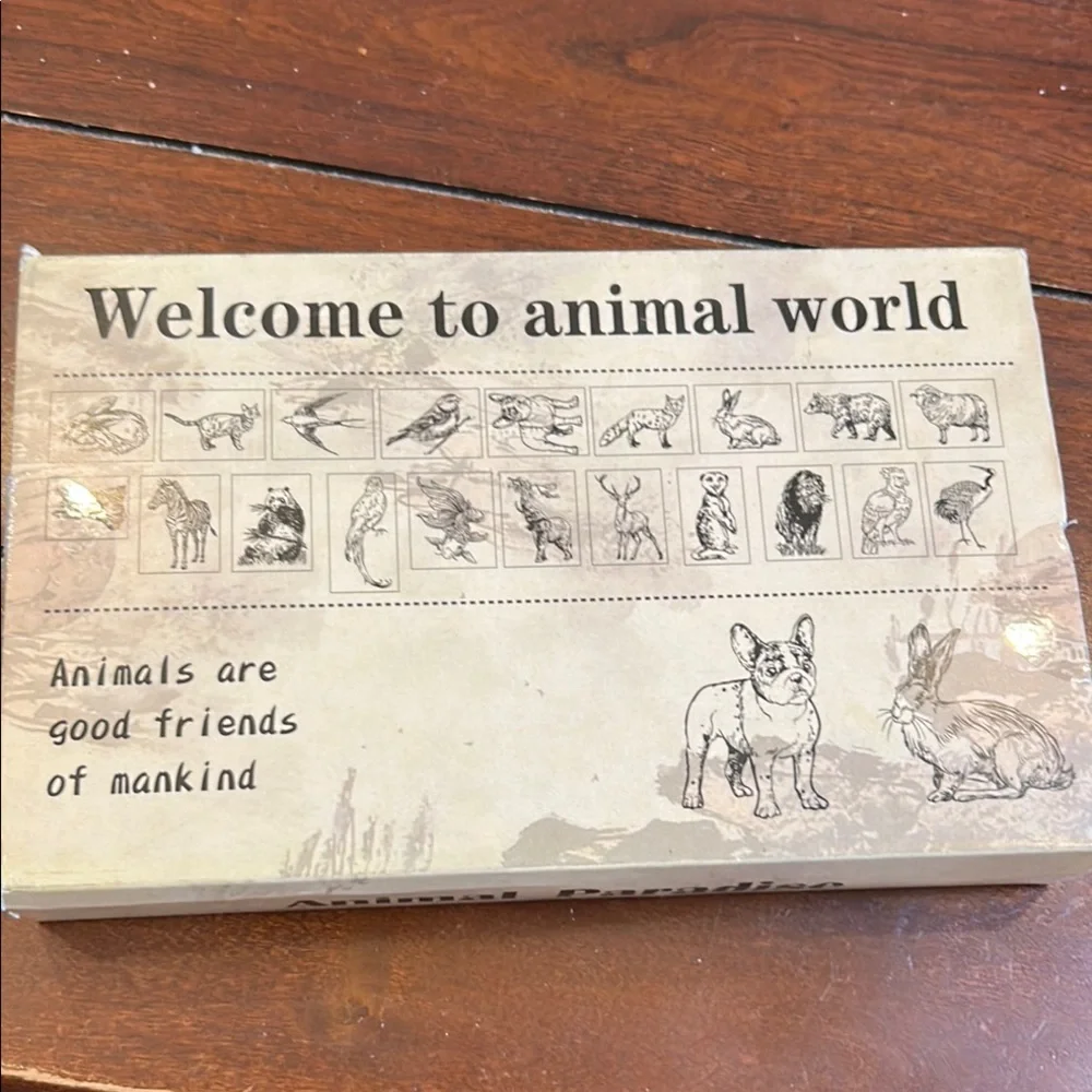 Animal Print Wooden Stamps Set